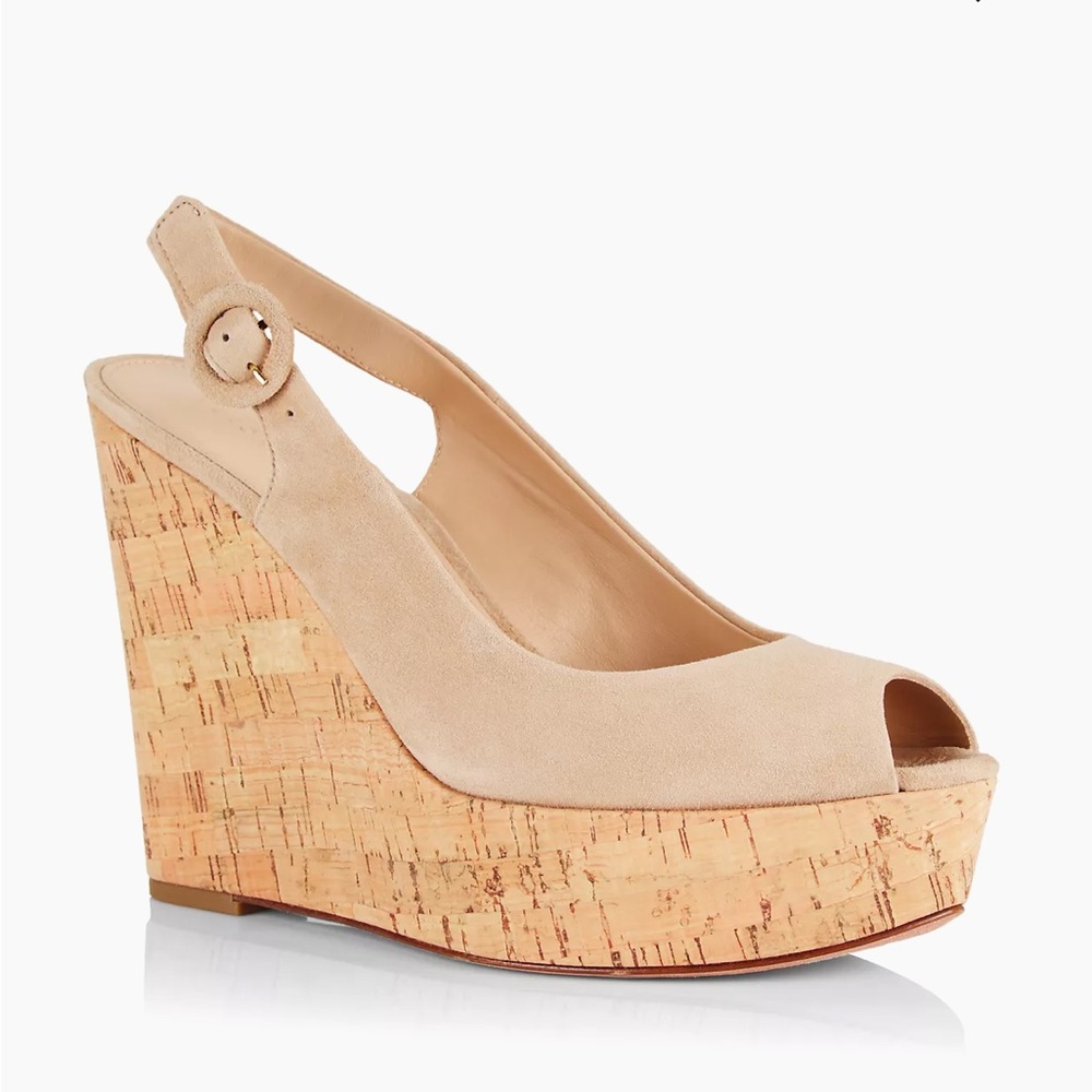 Veronica Beard Dali Peep Toe Suede Wedge Sandals, 7 1/2 BNIB